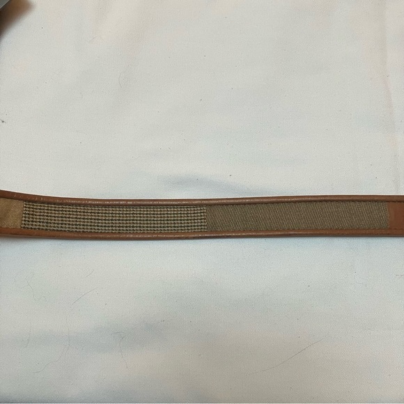 VTG Talbots Womens Sz. L Brown Leather Plaid Tweed Patchwork Belt Preppy - Picture 9 of 10